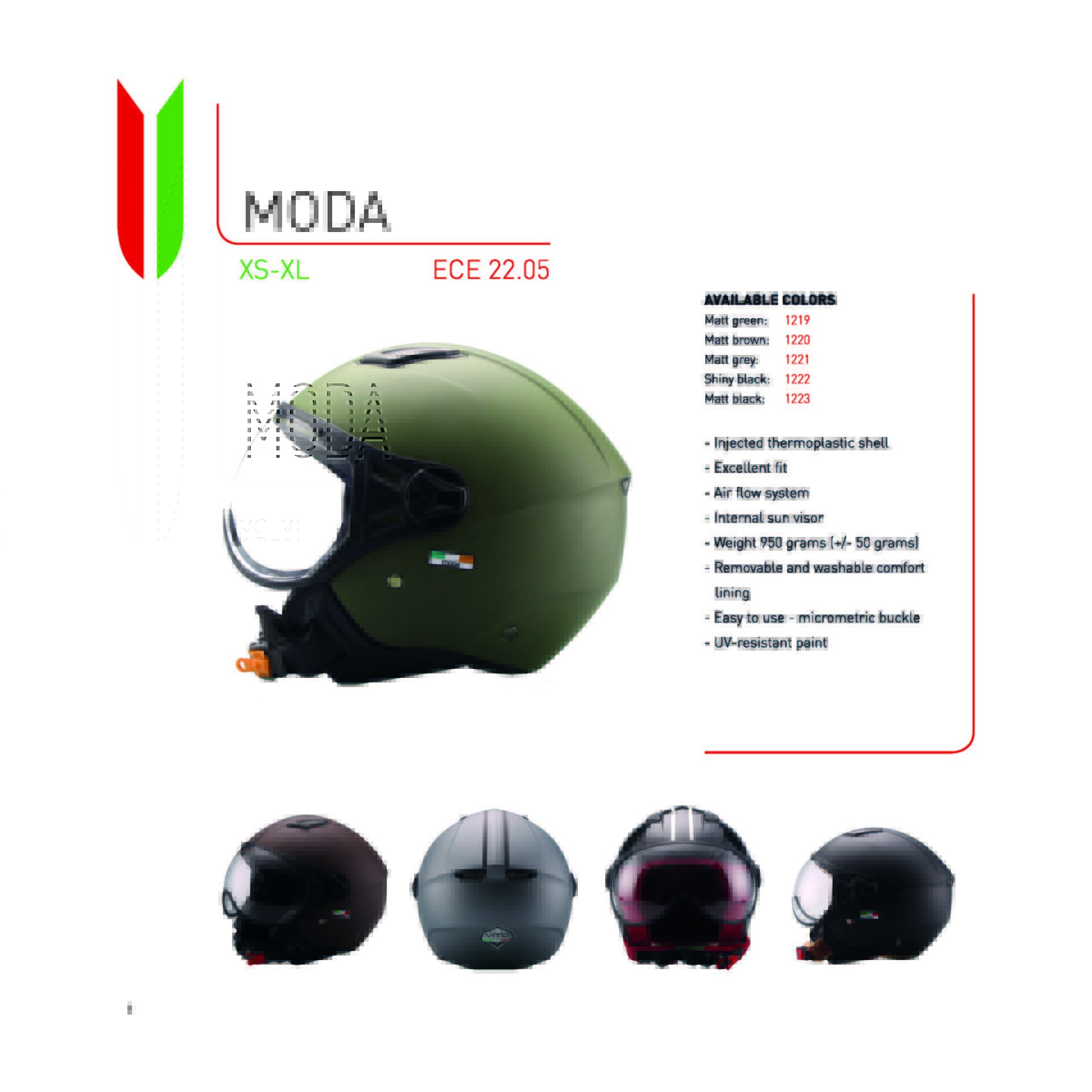 Missie Verscherpen Weg huis Scooter Helm MODA XS tot XL - Ebero