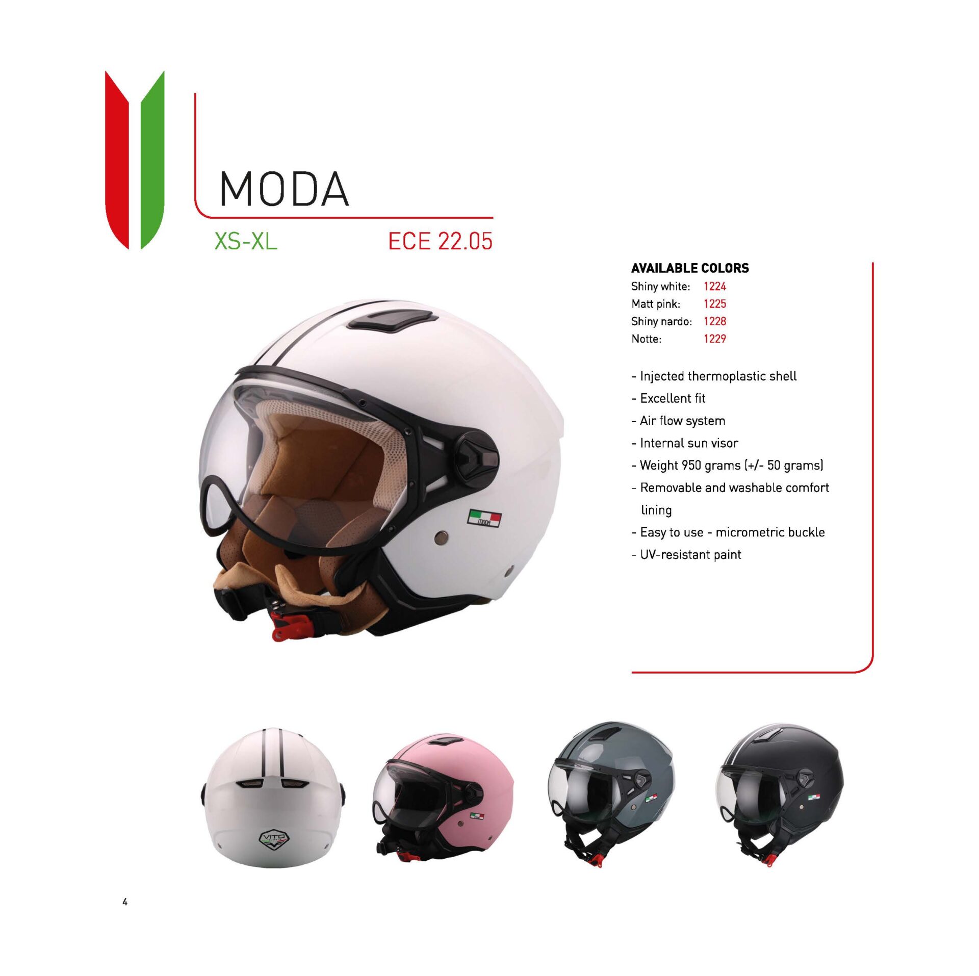 Missie Verscherpen Weg huis Scooter Helm MODA XS tot XL - Ebero